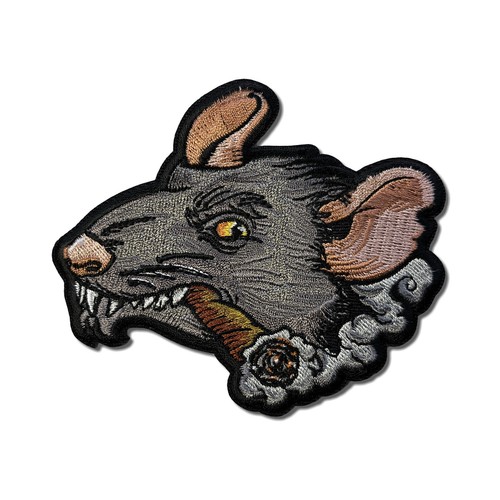 Embroidered smoking rat - embroidered,