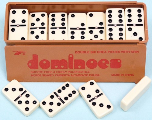 Double six dominoes with - double,