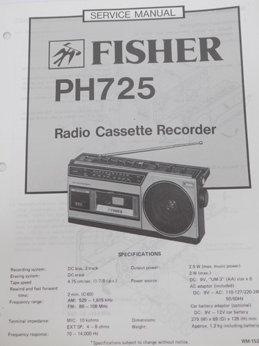 Fisher ph725 radio cassette - fisher,