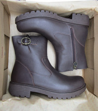 ALEGRIA Womens Shera Chelsea Zip Buckle Expresso Brown Leather Boot Lug Sole 40