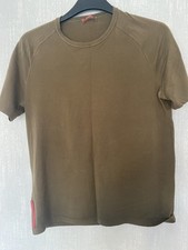 Vintage Prada Olive T-shirt Red Tab Pocket Zip Size M