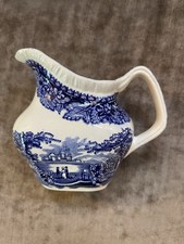 Masons Ironstone Vista small milk jug. Blue and white, height 11cm.. VGC
