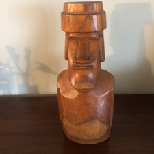14" Tiki Rapa Nui Moai Easter Island Carved Wood FIgure Statue