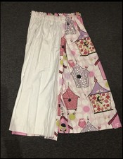 Pair Of Fully Lined Curtains For Children’s Bedroom With Pink Birdhouse Print