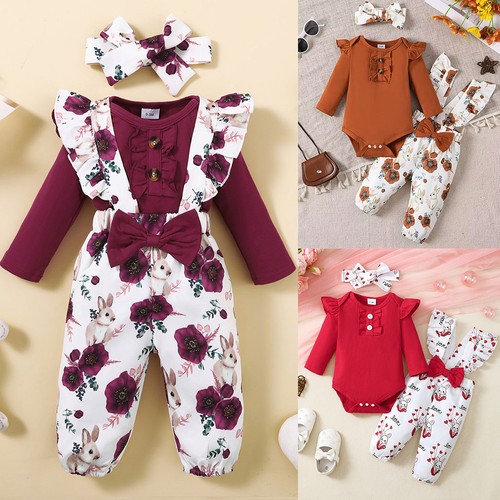 3pcs newborn baby girls floral - 3pcs,