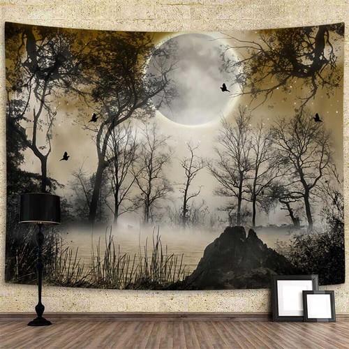 Gothic moon forest wall art - gothic,