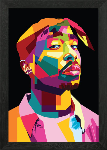 Tupac pop art portrait framed - tupac,