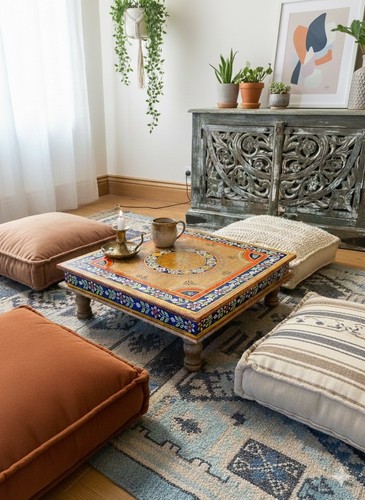 Bajot table handcrafted mango - handcrafted,