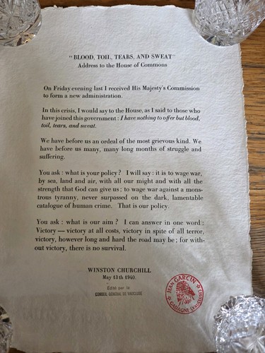 Churchill 1940 speech hand - on,