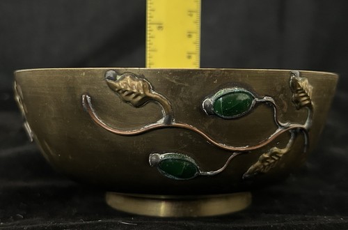 Chinese brass bowl glass - chinese, or