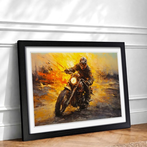 Motorbike palette knife framed - motorbike,