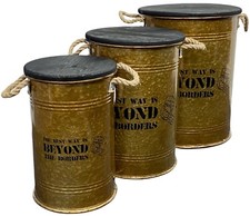 Set of 3 Large Metal Retro