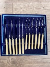 Forth Bright Vintage Cutlery Set Faux Bone EPNS Silver Tone Knives Forks Antique