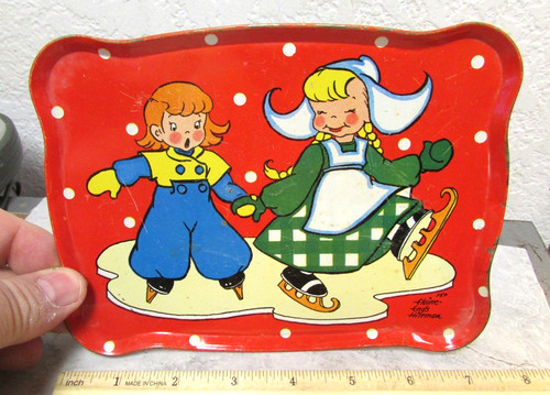 Vintage tin litho lithograph - tin,