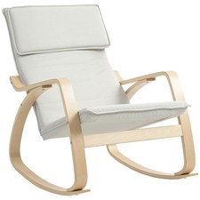 HOMCOM Comfortable Relax Rocking Chair with High Back, Cream White