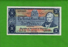 1968 THE BRITISH LINEN BANK £5 BANKNOTE - SIR WALTER SCOTT - K/12 859880