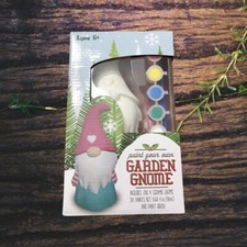 NIB - Paint Your Own Garden GNOME Statue 8” Ceramic Gnome 6 Paints 1 Brush
