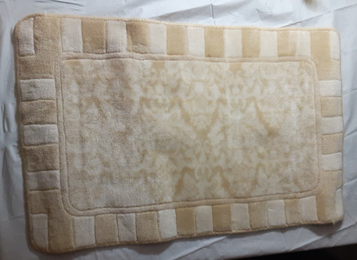 Beige bath rug damask - beige,