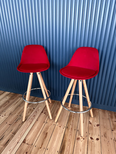 Red velvet bar stools - red,