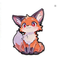 Cute kawaii fox - cute, brooch