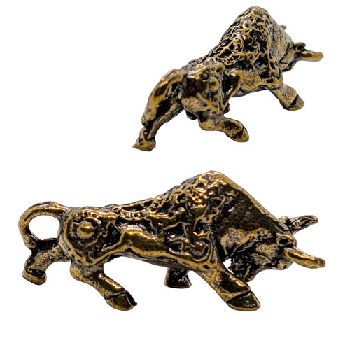 Mini brass bull figure - brass,