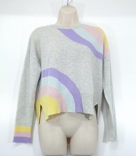 &ISLA Grey Marl Pure CASHMERE Soft Thin Knit Women's Oversized Jumper UK 6 8 XS