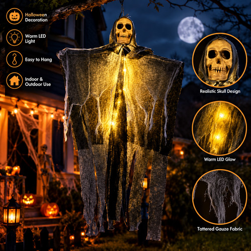 Halloween glowing skull - glowing, ghost