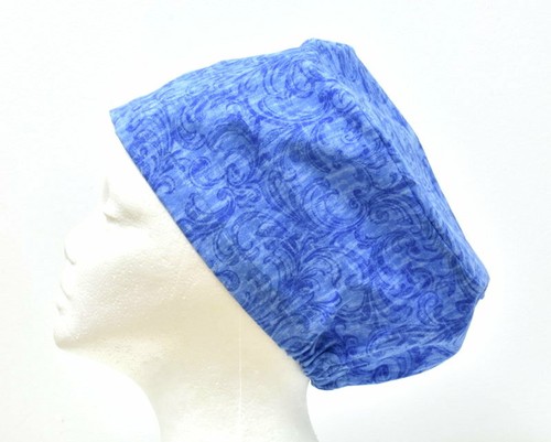 Blue scrolls scrub cap - blue,