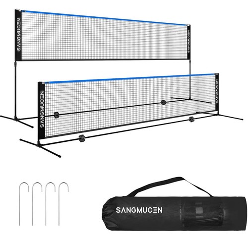 Blue black badminton net - black,