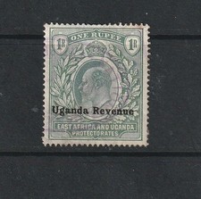 1905/7 Uganda Revenue Bft:12 1R Green. Very Fine Used Revenue.