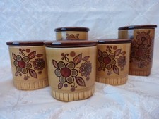 5 Vintage Storage Jars with lids - Royal Worcester Palissy Sierra - ex condition