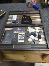 The Manopoulos Ebony and Grey Oak Luxury Backgammon Set with Vinyl Cups (1019)