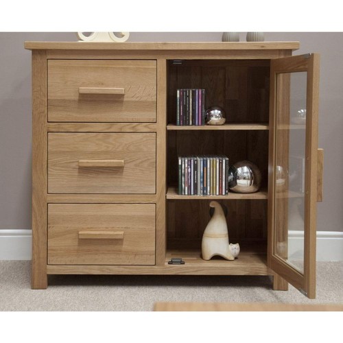 Solid oak glazed cabinet - solid,