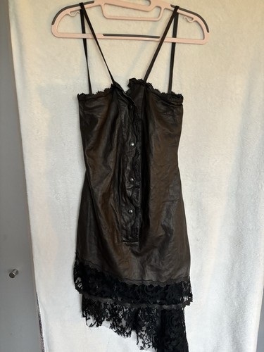 Voyage leather lace dress y2k - leather,