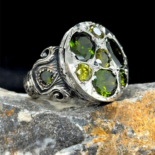 Silver handmade emerald - silver,