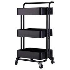 3 Tier Black Household Kitchen Bathroom Storage