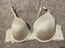 Maiden Form Beige Padded Bra 38C Plunge Underwire