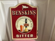 Benskins Bitter Beer Enamel Sign Vintage English Pub Sign Pint Glass Picture