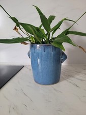 Blue Glazed Ceramic Plant Pot