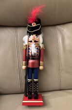 NUTCRACKER CHRISTMAS WOODEN DECORATION 38cm HIGH SOLDIER WITH RIFLE & GUARDS HAT