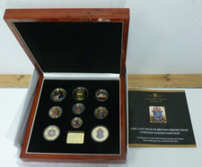1970 PROOF SET Last Pre-decimal 8-coin Gold-Plated & coloured in wooden box