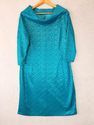 Vintage 60s teal cloqué shift - cloqué,