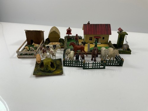 Vintage wooden toy farm set - toy,