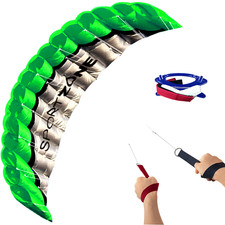 New High Quality 2.5M Green Dual Line Parafoil Kite Withflying Toolspower Braid 