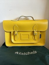 Zatchels Sunshine Yellow Leather Satchel With Top Handle & Strap 14” x 9”