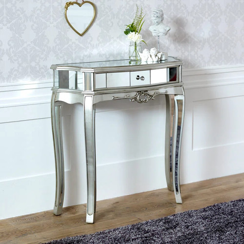 Mirrored glass top console - glass,
