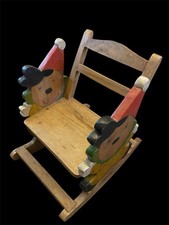 Handmade Wooden Clown Rocking Chair Kids Vintage