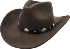 Brown 100% Wool Felt, Shapeable, crushable Cowboy  Hat with buckle band