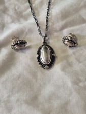 GEORG JENSEN Heritage Collection Silver Pendant On Necklace And Earrings 2004