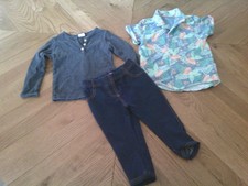 DENIM LOOK LEGGINGS, SHIRT AND